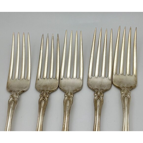 Vintage Holmes & Edwards Salad Forks Set of 5 Chalon Chatsworth Monogrammed - Picture 9 of 10